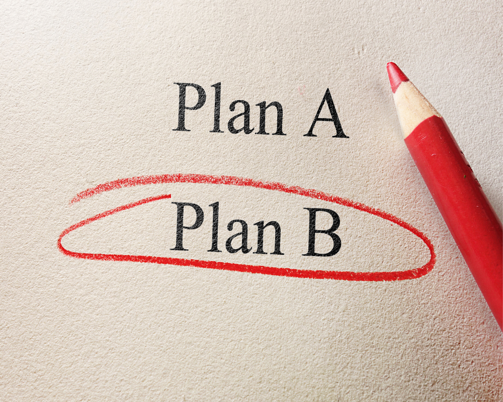 Plan A and Pan B. Plan B circled in red pencil.