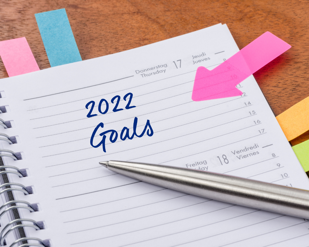 2022 goals written in a diary