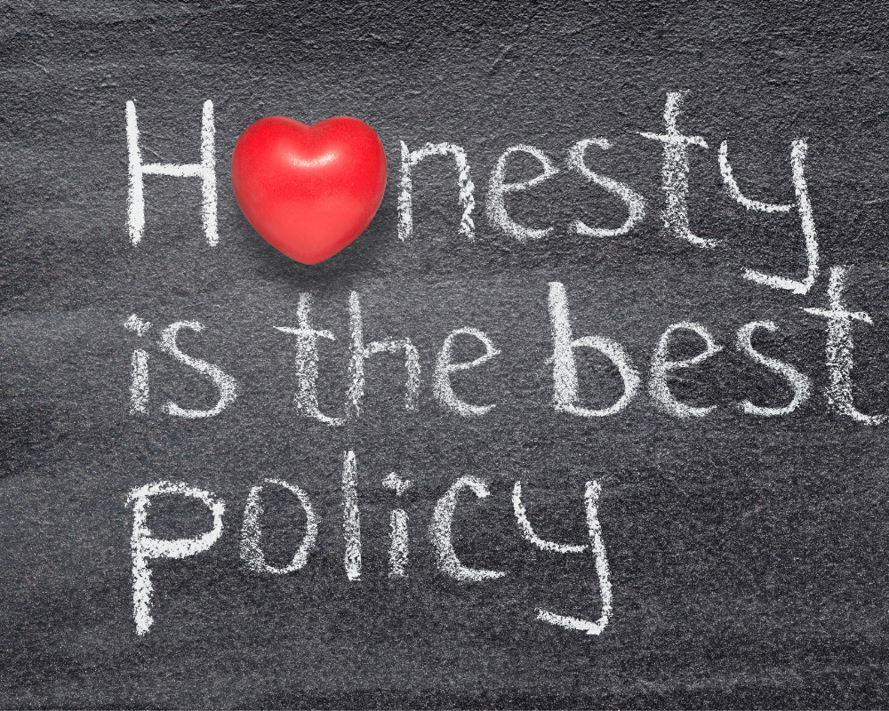 Honesty is the best policy written on a chalkboard.