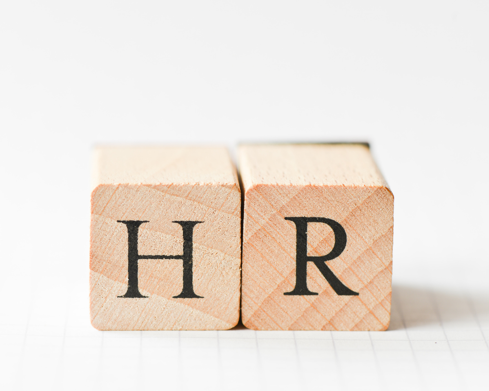 HR written in wooden blocks