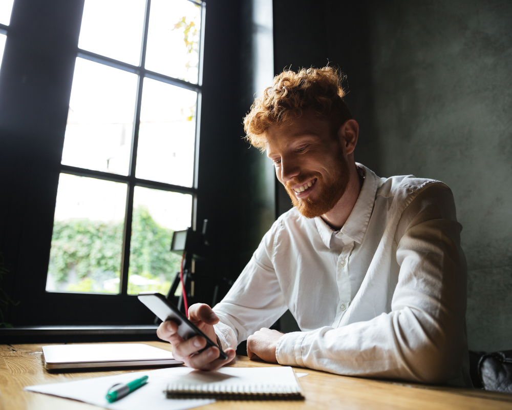 Man using a mobile phone.