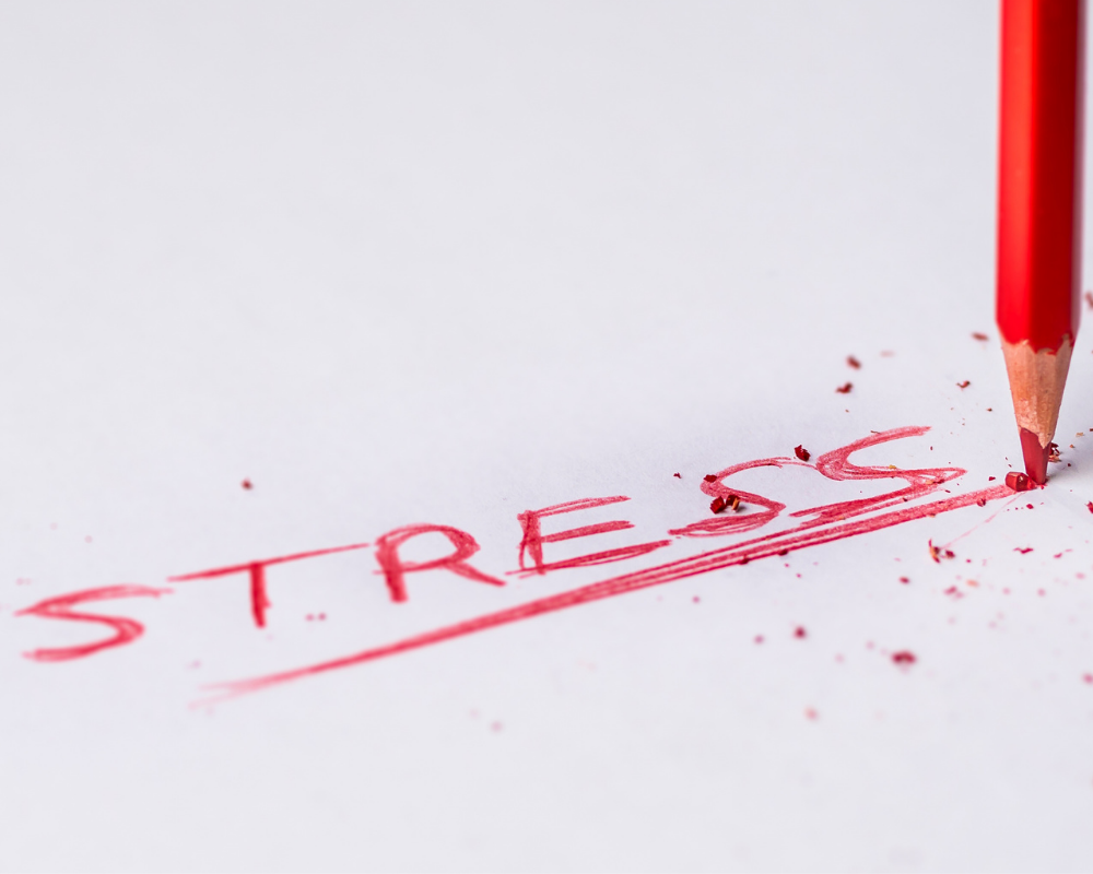 Red pencil writing word stress