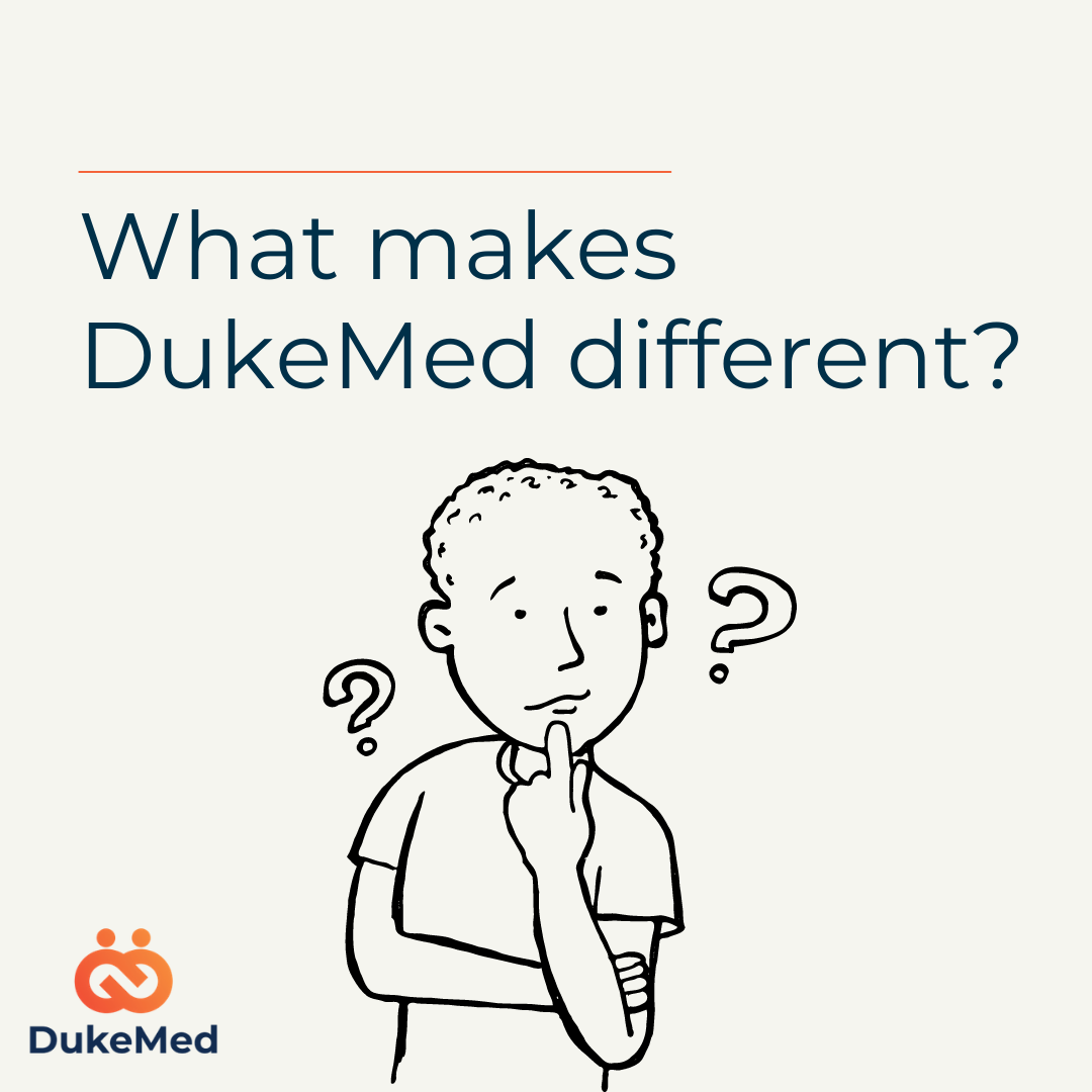 Cartoon character with words what makes dukemed different 