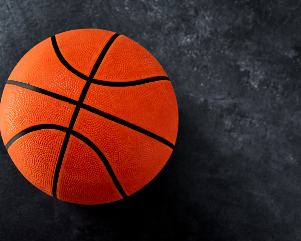 Orange basketball on the ground